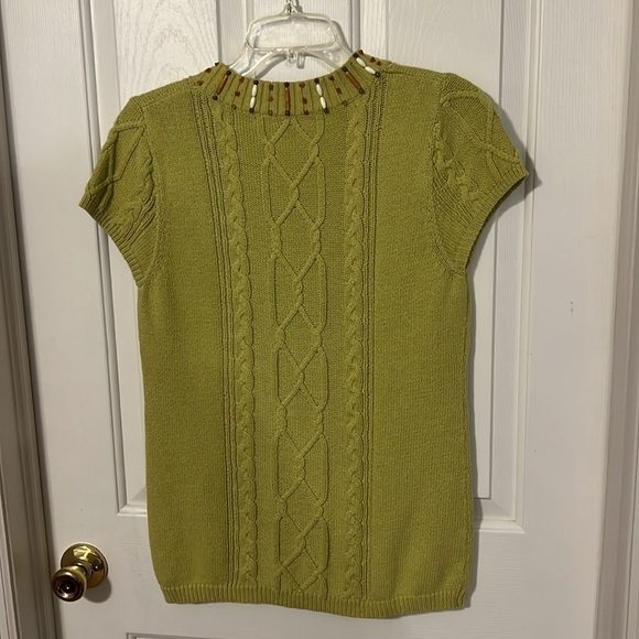 Adrienne Vittadini green sweater, pullover, round drew neck, cap sleeves Size L - Picture 3 of 11